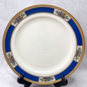 Lenox DULIN & Martin 9" Plates 1922 Set of 4 Cobalt Blue, Gold Trim, Floral (A1)